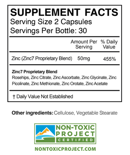 Zinc7 Supplement facts