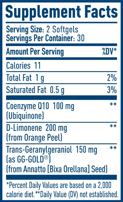 Native Path CoQ10 Complex supplement facts